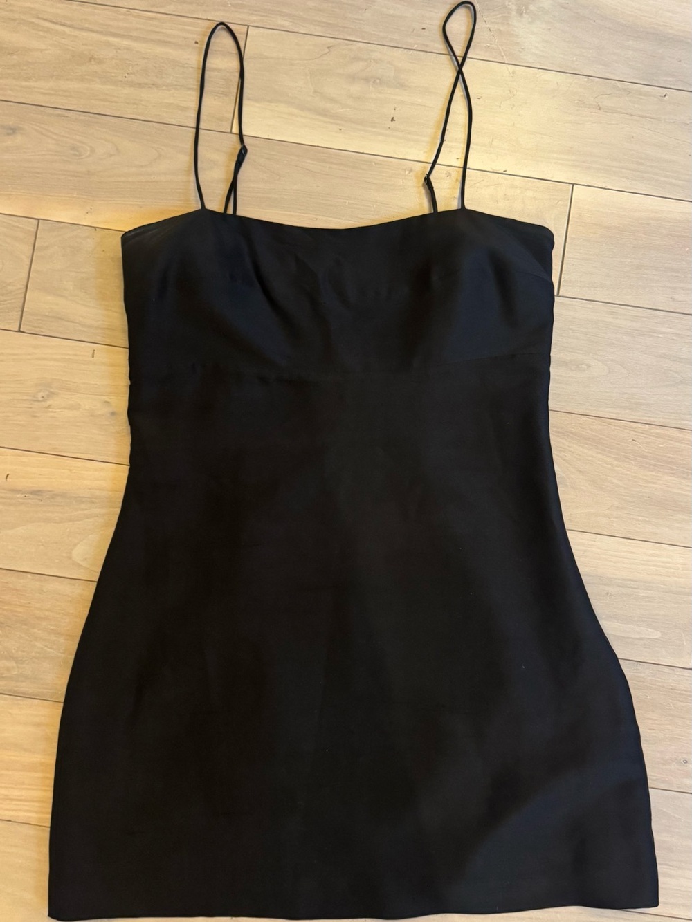 Realisation Par Black Silk Spaghetti Strap Mini Dress